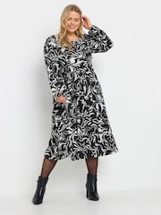 Yours Curve Black Textured Midaxi Dress - Image 1 of 4