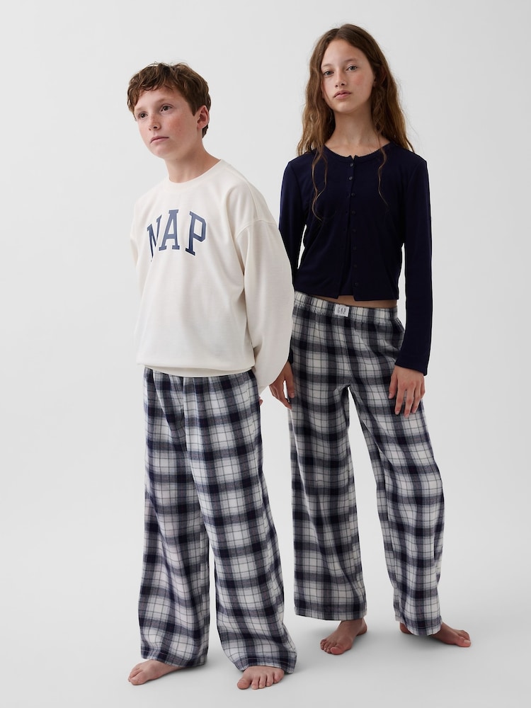 Gap Navy & White Check Flannel Pyjama Bottoms (6-13yrs) - Image 1 of 6
