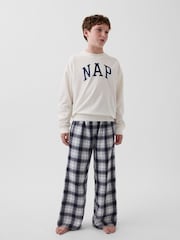 Gap Navy & White Check Flannel Pyjama Bottoms (6-13yrs) - Image 3 of 6