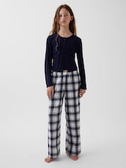 Gap Navy & White Check Flannel Pyjama Bottoms (6-13yrs) - Image 4 of 6