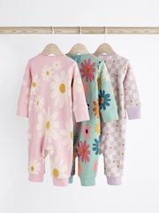 Sage Green Baby Footless Sleepsuits 3 Pack (0mths-3yrs) - Image 2 of 8