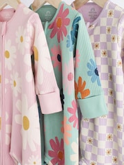 Sage Green Baby Footless Sleepsuits 3 Pack (0mths-3yrs) - Image 3 of 8