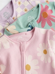 Sage Green Baby Footless Sleepsuits 3 Pack (0mths-3yrs) - Image 4 of 8