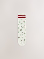 Stripe/Flowers Novelty Christmas Ribbed Sports Socks 3 Pack - Image 2 of 6