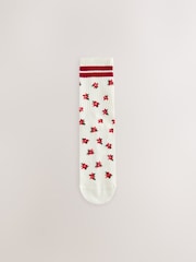 Stripe/Flowers Novelty Christmas Ribbed Sports Socks 3 Pack - Image 3 of 6