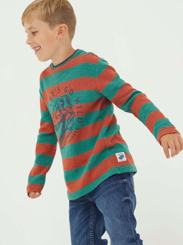 FatFace Orange Dinosaur Long Sleeve Sweat Top - Image 1 of 4