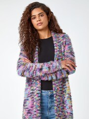 Roman Purple Fluffy Longline Cosy Cardigan - Image 1 of 6