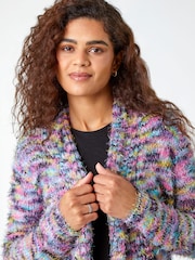 Roman Purple Fluffy Longline Cosy Cardigan - Image 5 of 6