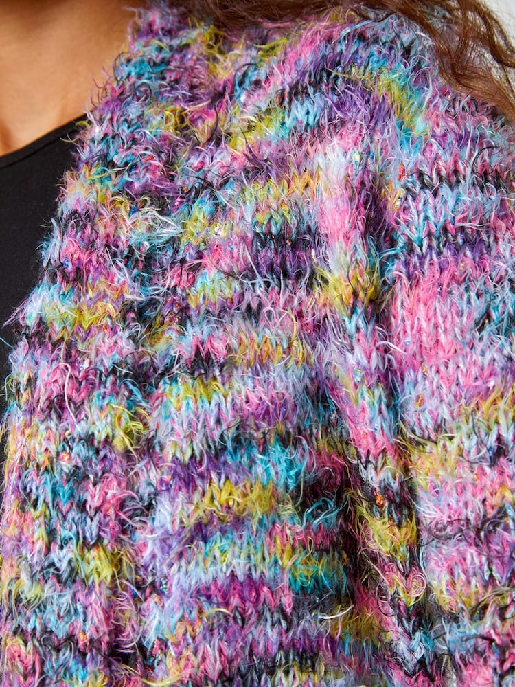 Roman Purple Fluffy Longline Cosy Cardigan - Image 6 of 6