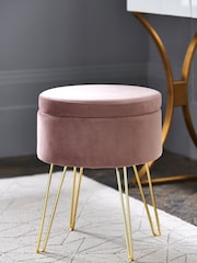 Opulent Velvet Blush Pink Matson Storage Stool - Image 1 of 1