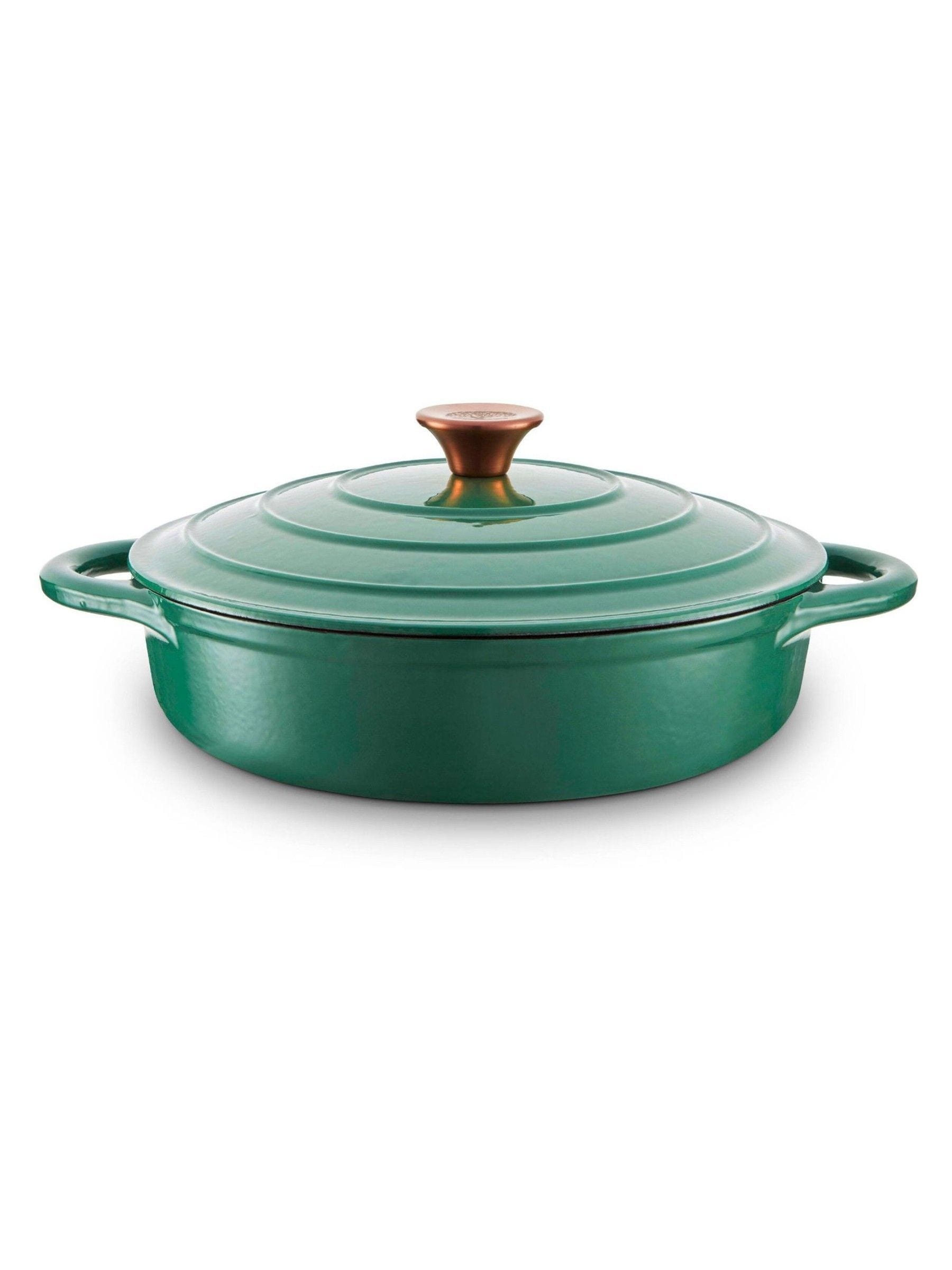 Tower Unisex Green Bo800253grn Shallow Cast Iron Casserole Pan W/ Durable Enamel Interior, 28Cm, Verdigris In - Image 8