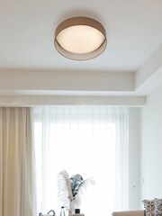 Searchlight White Laurel Brown LED Flush Ceiling Light - Image 1 of 3