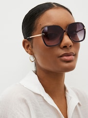 Tortoiseshell Brown Lens Detail Large Sunglasses - Image 1 of 6