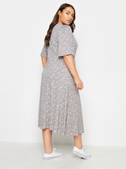 Yours Curve Grey Floral Maxi Wrap Dress - Image 2 of 4