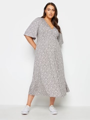 Yours Curve Grey Floral Maxi Wrap Dress - Image 3 of 4