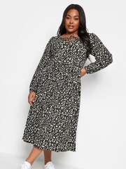 Yours Curve Black Animal Print Midaxi Dress - Image 1 of 4