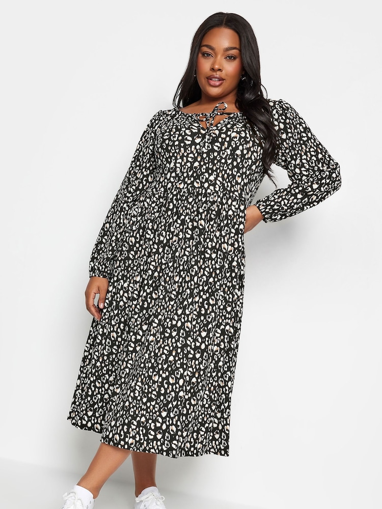 Yours Curve Black Animal Print Midaxi Dress - Image 1 of 4