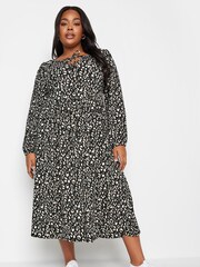 Yours Curve Black Animal Print Midaxi Dress - Image 3 of 4