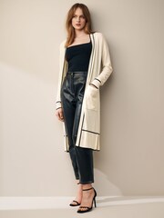 Ecru White Tipped Longline Cardigan - Image 2 of 6