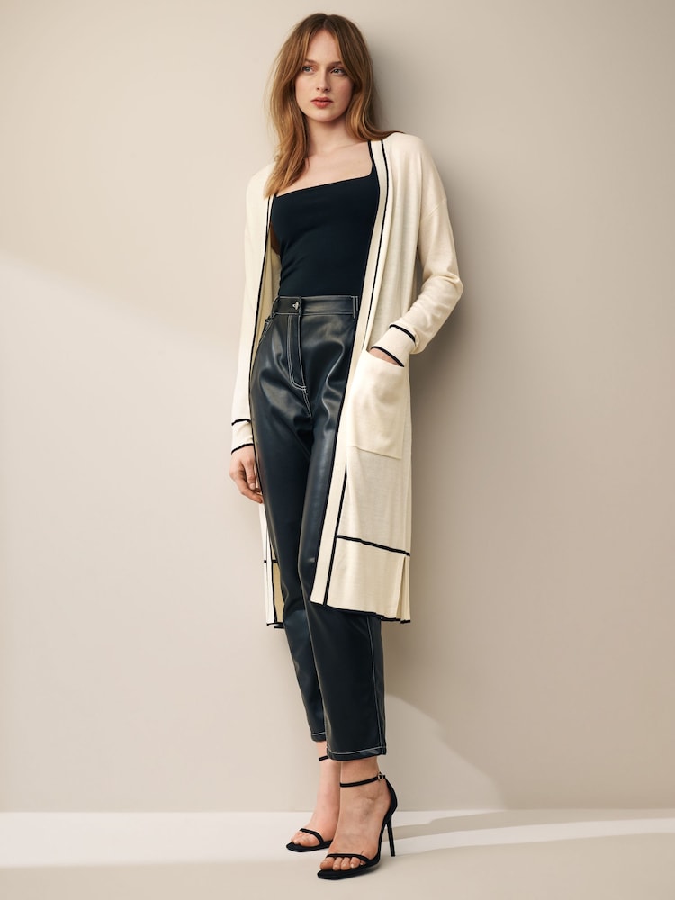 Ecru White Tipped Longline Cardigan - Image 2 of 6