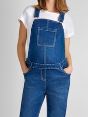 JoJo Maman Bébé Light Wash Boyfriend Maternity Denim Dungarees - Image 4 of 5