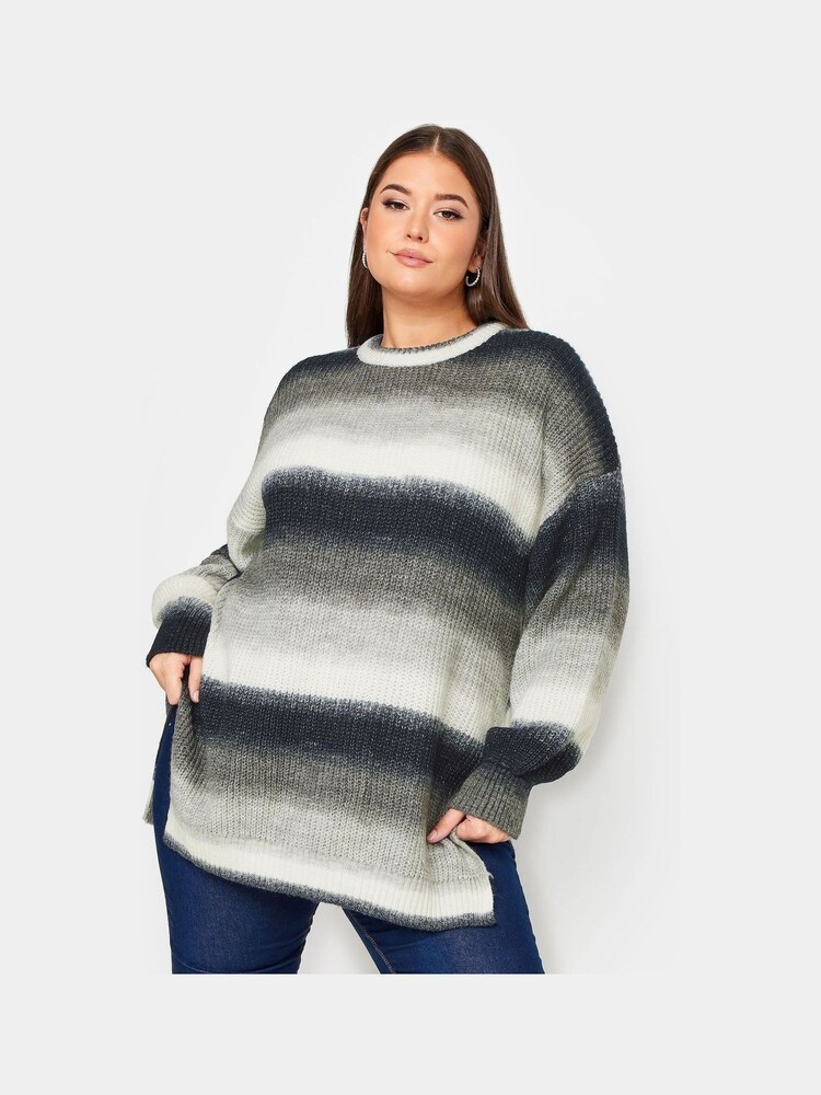 Yours Curve Black Grey True Knitwear Jumper - Image 1 of 5