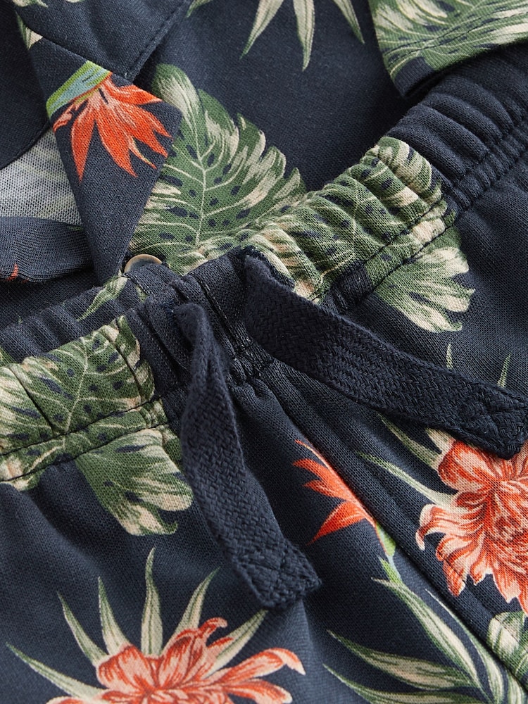 Navy Short Sleeve Pattern 100% Cotton Shirt and Shorts Set (3mths-7yrs) - Image 3 of 3