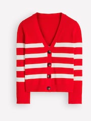 Boden Red Stripe Lucy Relaxed Cotton Cardigan - Image 1 of 2