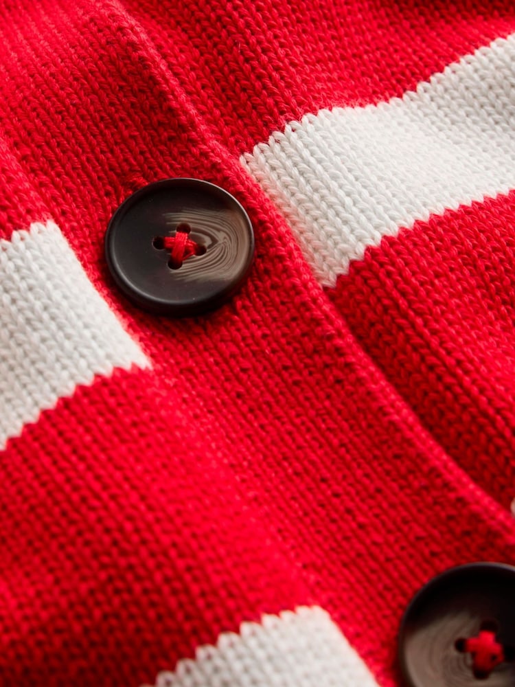 Boden Red Stripe Lucy Relaxed Cotton Cardigan - Image 2 of 2 Boden Red Stripe Lucy Relaxed Cotton Cardigan - Image 2 of 2