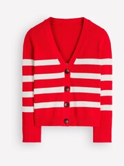 Boden Red Stripe Lucy Relaxed Cotton Cardigan - Image 5 of 6