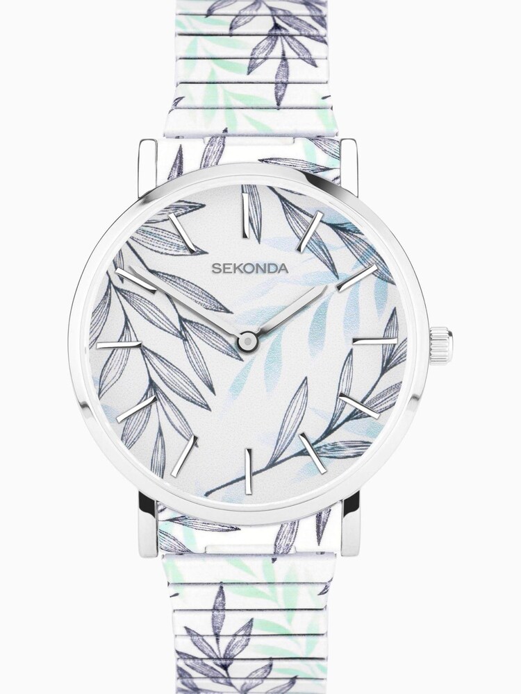 Sekonda Ladies Multicolour Maxima Leaf Patterned Stainless Steel Expander Bracelet Watch - Image 1 of 6 Sekonda Ladies Multicolour Maxima Leaf Patterned Stainless Steel Expander Bracelet Watch - Image 1 of 6