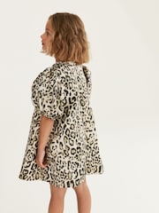 Animal Print Puff Sleeve Jacquard Dress (3-16yrs) - Image 3 of 6