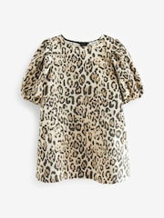 Animal Print Puff Sleeve Jacquard Dress (3-16yrs) - Image 4 of 6