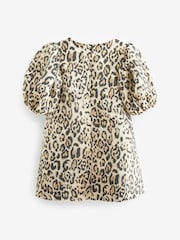 Animal Print Puff Sleeve Jacquard Dress (3-16yrs) - Image 5 of 6