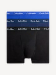 Calvin Klein Blue/Black Classic Stretch Trunks 3 Pack Boxers - Image 1 of 4
