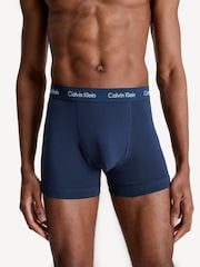 Calvin Klein Blue/Black Classic Stretch Trunks 3 Pack Boxers - Image 2 of 4