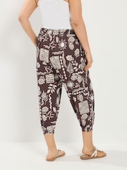Yours Curve Brown Jersey Cropped Hareem Trousers - Image 3 of 4