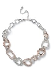 Aela Silver Tone Pave Link Mixed Metal Chain Necklace - Image 1 of 2