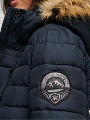 Superdry Blue Fuji Hooded Longline Puffer Coat - Image 5 of 5