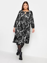 Yours Curve Black Textured Midaxi Dress - Image 1 of 4