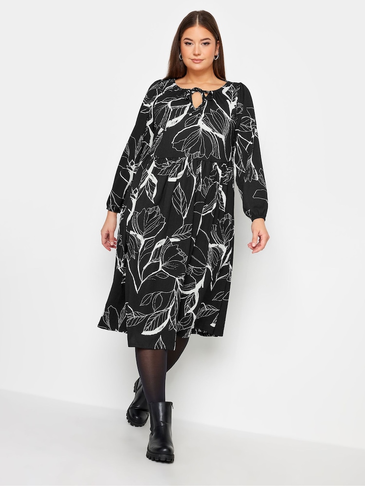 Yours Curve Black Textured Midaxi Dress - Image 1 of 4