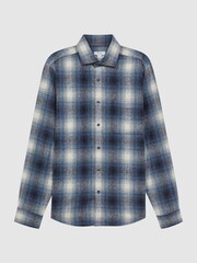 Reiss Blue Multi Novelli Wool Checked Long Sleeve Shirt - Image 2 of 5