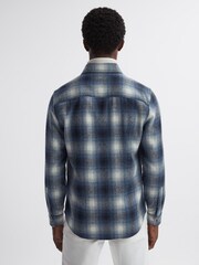 Reiss Blue Multi Novelli Wool Checked Long Sleeve Shirt - Image 4 of 5