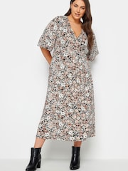 Yours Curve Black White Floral Maxi Wrap Dress - Image 1 of 4