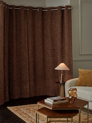 Rust Brown Next Multi Chenille Eyelet Lined Curtains - Image 3 of 5