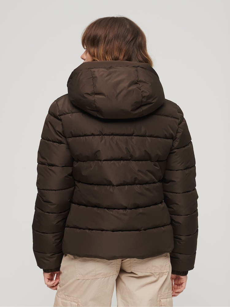 Superdry Brown Hooded Spirit Sports Puffer Jacket - Image 2 of 6