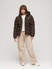 Superdry Brown Hooded Spirit Sports Puffer Jacket - Image 3 of 6