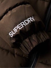 Superdry Brown Hooded Spirit Sports Puffer Jacket - Image 6 of 6