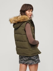 Superdry Green Everest Faux Fur Puffer Gilet - Image 2 of 6