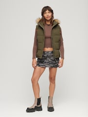 Superdry Green Everest Faux Fur Puffer Gilet - Image 3 of 6